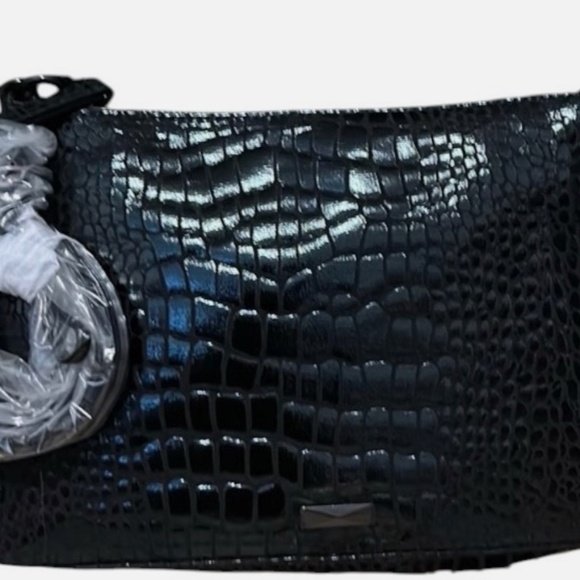 I.N.C. International Concepts Black Croc Faux Leather Crossbody Bag - Picture 4 of 8